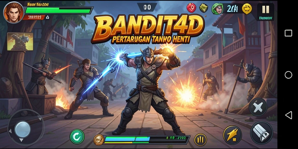 Tangkapan layar menampilkan pertarungan intens dalam BANDIT4D.