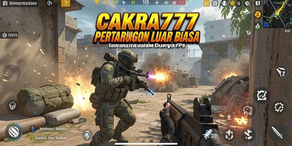Screenshot gameplay CAKRA777 yang menampilkan aksi tembak-menembak yang intens.