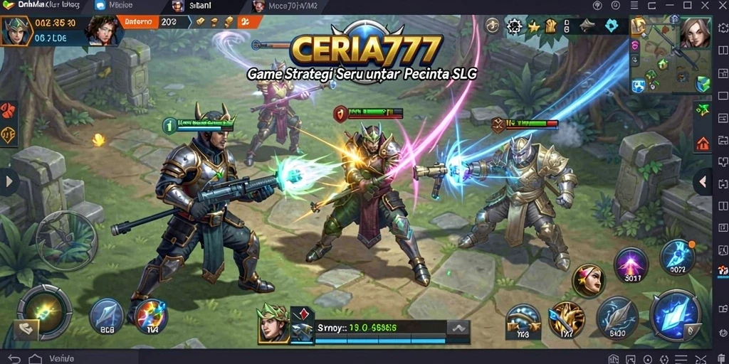 Screenshot utama CERIA777 menampilkan aksi pertempuran strategi yang mendebarkan.