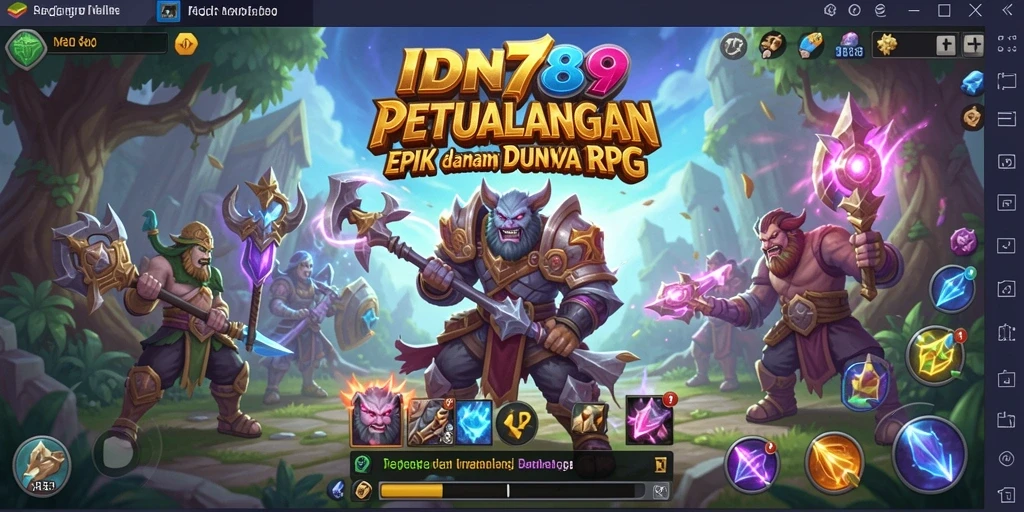 Tangkapan layar IDN789 menampilkan karakter dalam pertempuran seru di dunia fantasi.