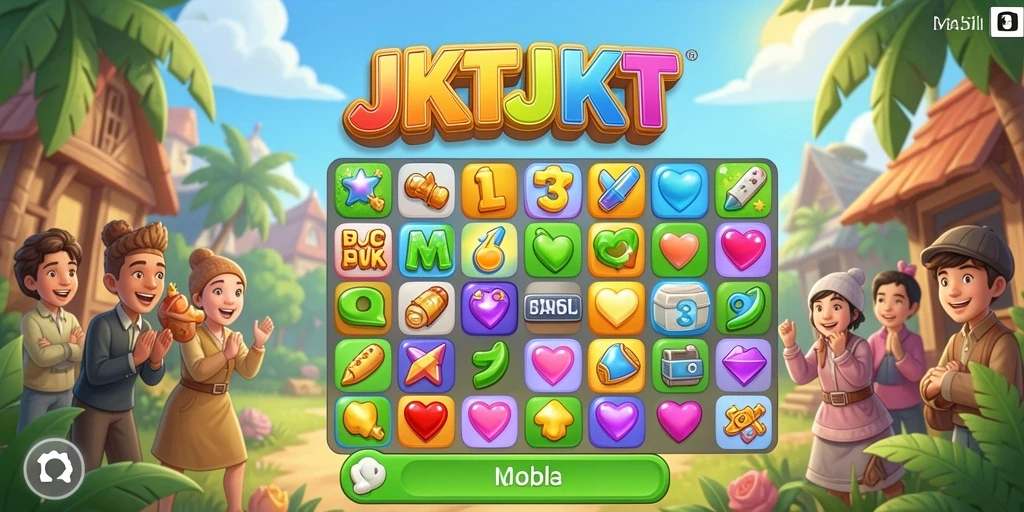 Screenshot gameplay JKTJKT yang penuh warna dan menarik.
