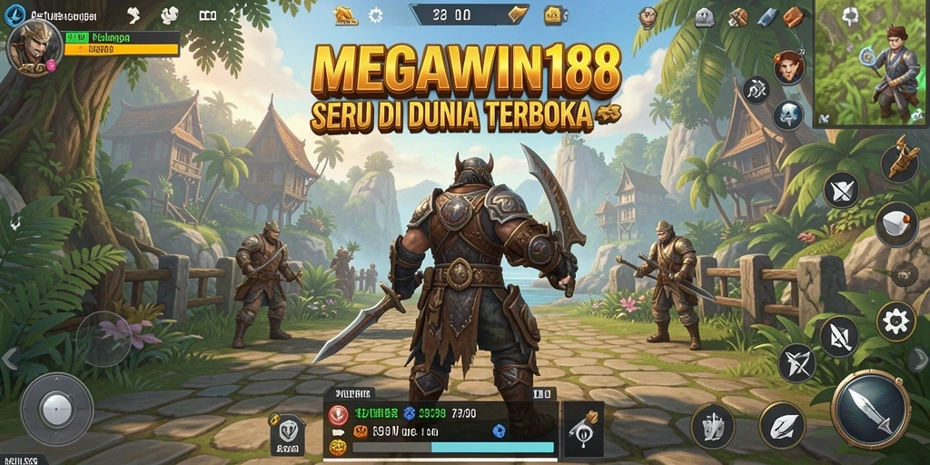 Tangkapan layar gameplay MEGAWIN188 yang menampilkan eksplorasi dunia terbuka.