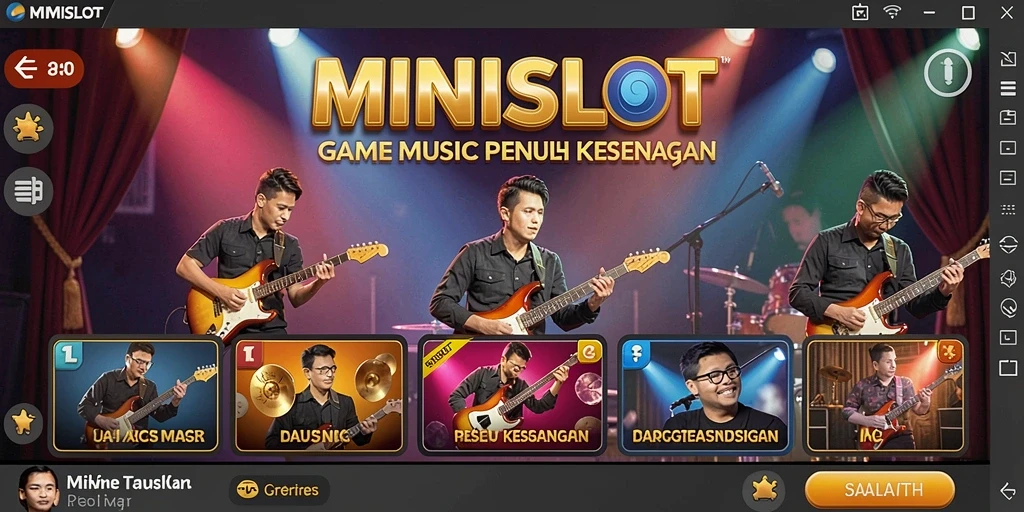 Tampilan gameplay MINISLOT dengan iringan musik menarik.