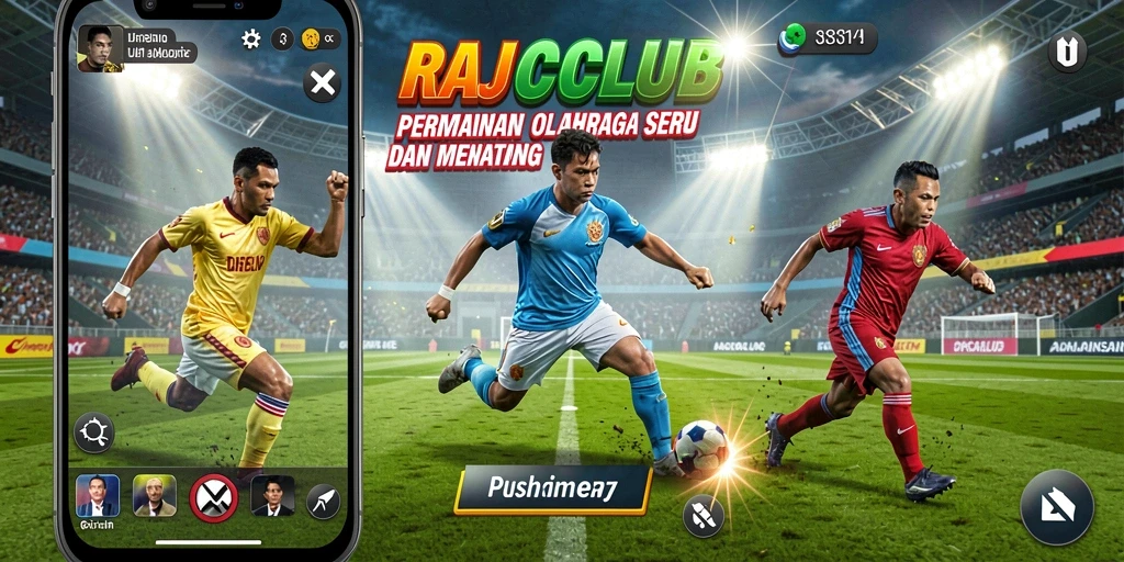 Tangkapan layar dari gameplay RAJACLUB yang mendebarkan di arena olahraga.