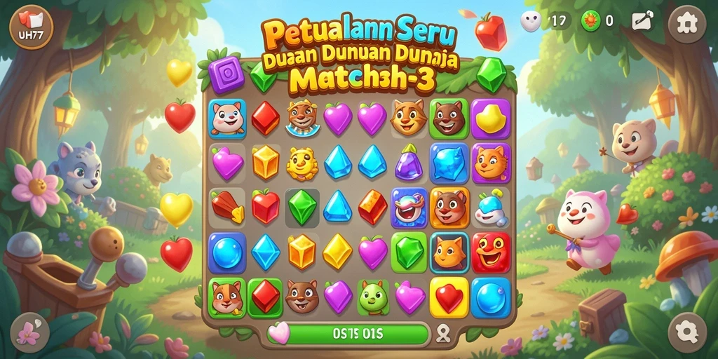 Screenshot UH77 menampilkan gameplay seru mencocokkan warna.