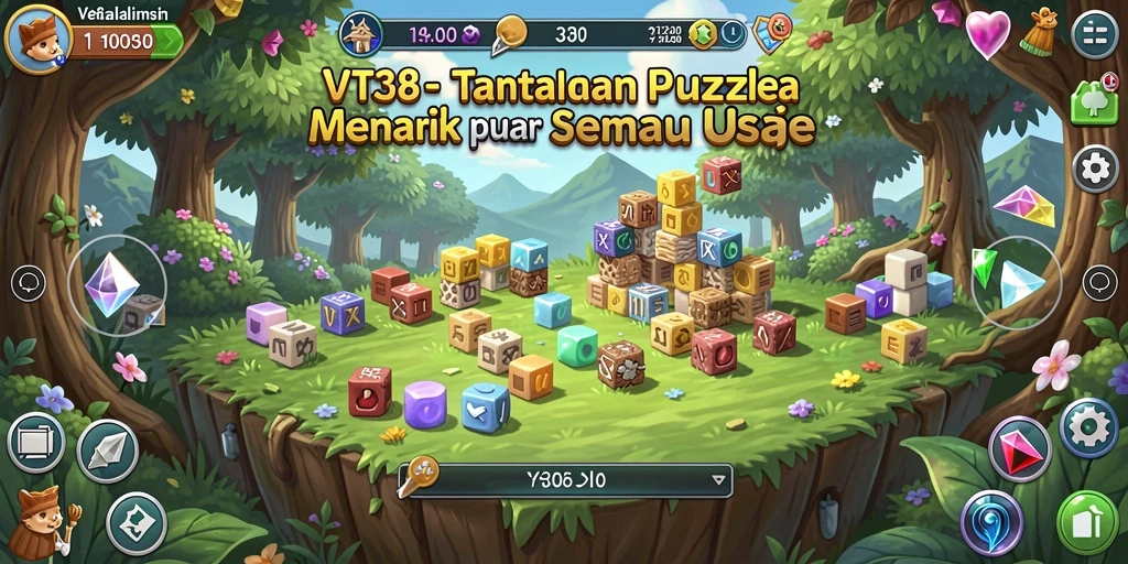 Tampilan gameplay VT38 yang penuh warna dan menantang.