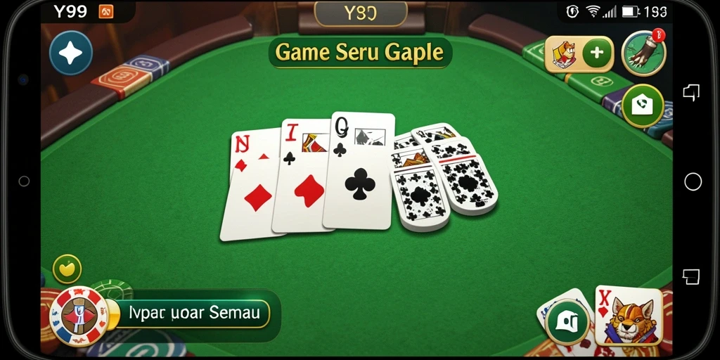 Screenshot gameplay Y89 menampilkan serunya main Gaple bersama teman.